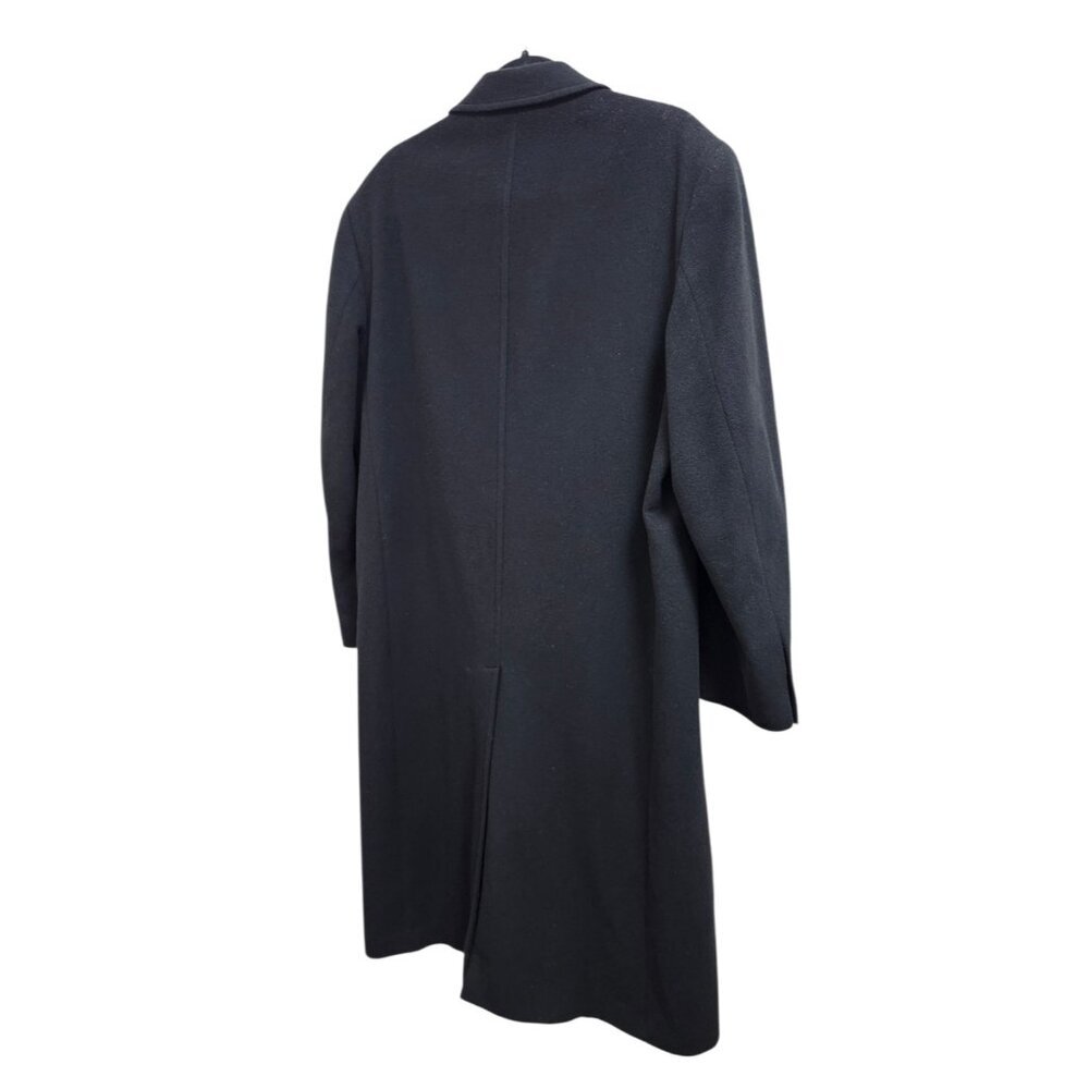 Mens Andrew Fezza Cashmere Blend Overcoat Black Double Breasted Long Coat L - Picture 6 of 16